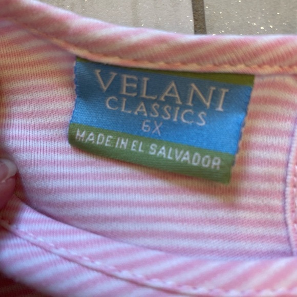 NWT Velani Long Sleeve Pink & White Striped Smocked Long Sleeve T-Shirt, size 6X - Picture 4 of 7